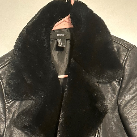 Leather jacket fur trim - Picture 2 of 3